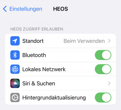 iPhone Einstellungen HEOS